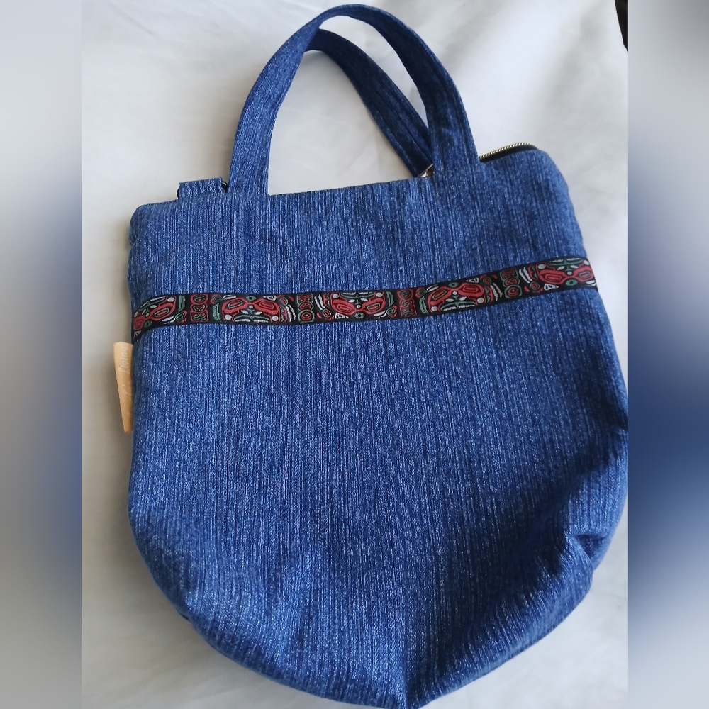 Angela's Living Ethnic Handmade Blue Denim Tote Bags.